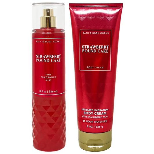 Bath+%26+Body+Works Sets & Kits – Bath and Body Works - Strawberry Pound Cake - Gift Set - Fine Fragrance Mist & Body Cream – 2021