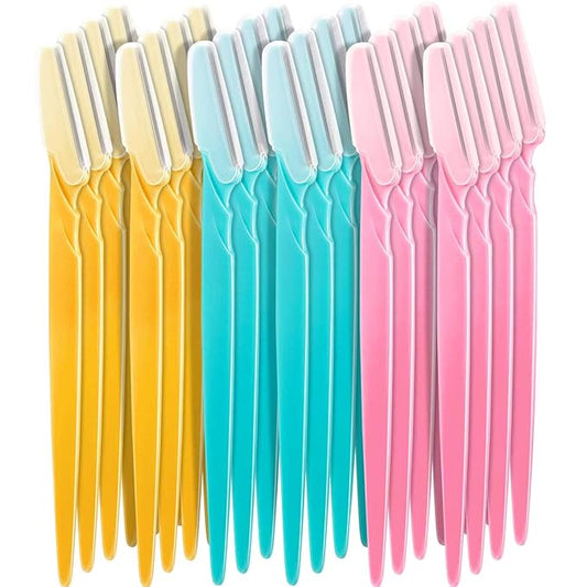 Boao Disposable Razors – Boao 24 Pcs Eyebrow Razor Face Dermaplane Razor for Women and Men Fuzz Face Shaver Colorful Facial Shaper Trimmer with Precision Cover Dermaplaning Blades Tool for Peach
