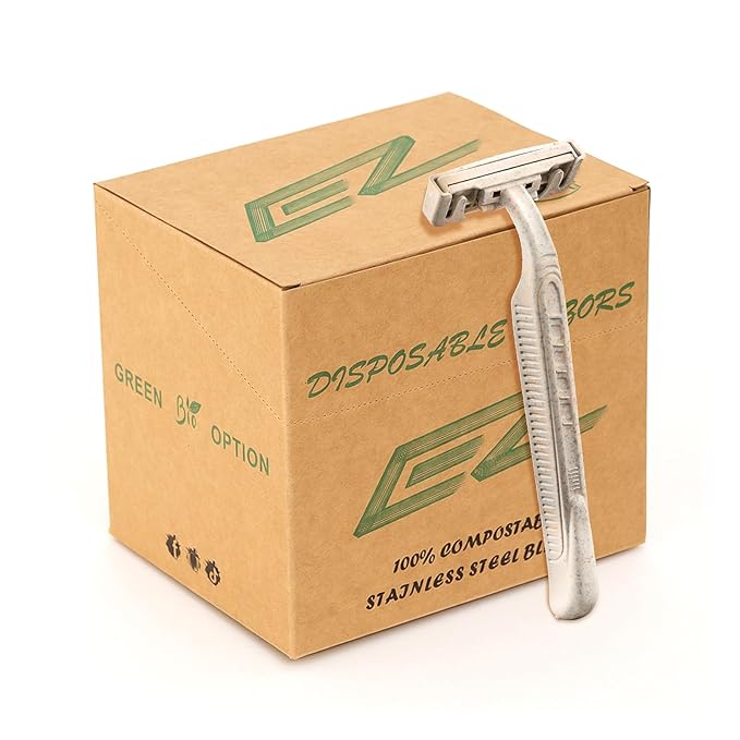 POPUPMU Disposable Razors – 50Pcs Eco-friendly Disposable Razors Men|Safety Razor Dermaplaning Razors for Men & Women Shaving Body Facial Hair Shavers Facial Hair Remover for Women