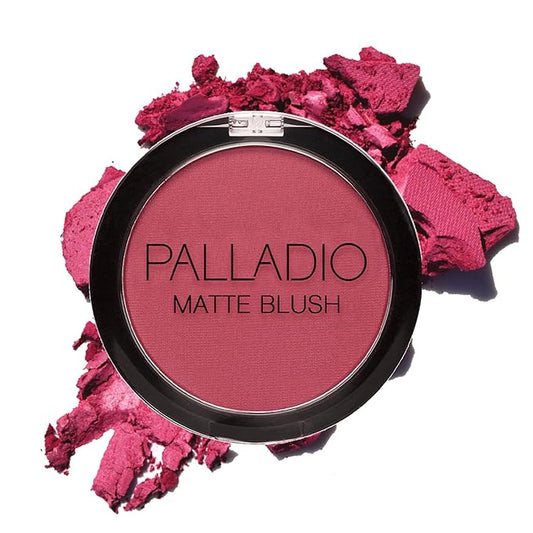 PalladioBeauty Blush – Palladio Matte Blush, Brushes onto Cheeks Smoothly, Soft Matte Look and Even Finish, Flawless Velvety Coverage, Effortless Blending Makeup, Flatters the Face, Convenient Compact, Velvetine