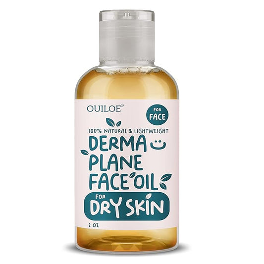 Ouiloe Face Oil – Dermaplane Oil for Women with Dry Skin - Face Shaving Oil - Non Comedogenic, Fragrance Free, Natural & Lightweight - Use with Dermaplane Razor for Women Face, 2oz by Ouiloe