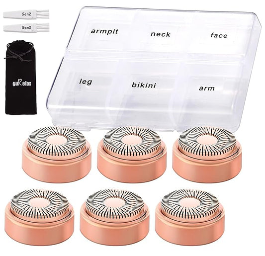 Gurelax Replacement Heads – Replacement Heads for Flawless Hair Remover Gen 2, 18k Gold Facial Hair Remover Replacement Head with Compartment Storage Box, Women Painless Replacement Blades fit Finishing Touch Flawless
