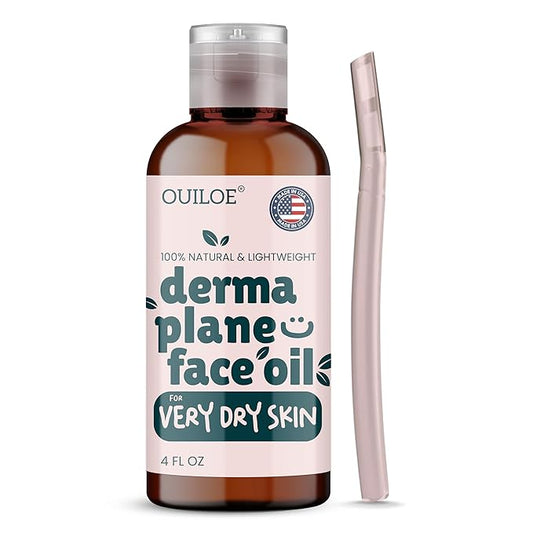 Ouiloe Shaving & Grooming Sets – Dermaplane Kit for Women with Dry Skin - Face Shaving Oil and Razor Set - Non Comedogenic, Fragrance Free, Natural and Lightweight by Ouiloe