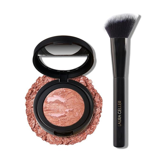 LauraGeller Blush – LAURA GELLER NEW YORK Baked Blush-n-Brighten Marbleized Blush + Angled Brush (06 Pink Grapefruit, 47mm)