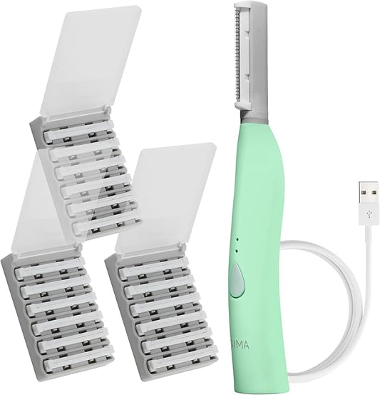 SPASCIENCES Personal Groomers – SPA SCIENCES - SIMA Patented Dermaplane Razor for Women Face – Painless 2-in-1 Facial Exfoliation & Peach Fuzz Hair Removal – Anti-Aging – 3 Speeds – Rechargeable – 21 Weeks Treatment
