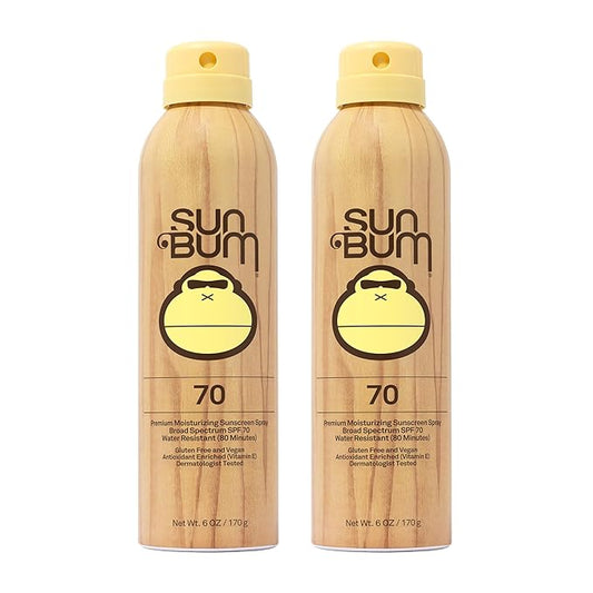 SunBum Body Sunscreens – Sun Bum Original SPF 70 Sunscreen Body Spray | Broad Spectrum Moisturizing Sunblock with Vitamin E | Hawaii 104 Act Compliant (Octinoxate & Oxybenzone Free) | 2 Pack, 6 oz