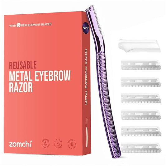 ZOMCHI Eyebrow Trimmers – ZOMCHI Eyebrow Razor, Face Razors for Women&Men, Eyebrow Trimmer Shaper with Precision Cover, Facial Shaver with 6 Blades (Purple)