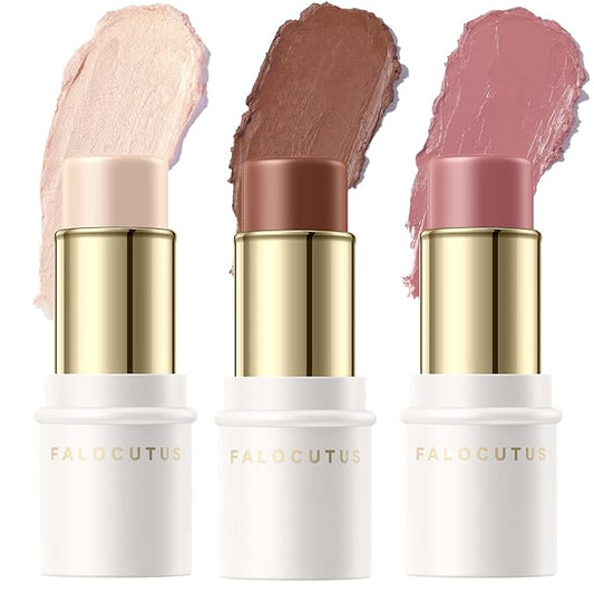 3 Pcs NEUTRAL Contour Stick Set,Cream Blush & All Skin