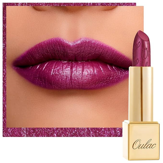 OulacCosmetics Lipstick – Oulac Purple Lipstick for Women with Metallic 3D Shine Lightweight Hydrating Formula, High Impact Lip Color, Vegan Beauty, Full Coverage Lip Makeup, Christmas Gifts for Women, Sugar Plum (04)