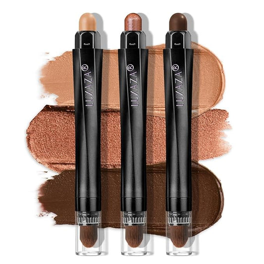 LUXAZAPRO Eyeshadow – Classic 3PCS Neutral Eyeshadow Stick Makeup Set, Metallic Shimmer Matte Cream Eye Shadow Eyeliner Brightener Pencil Crayon - J2