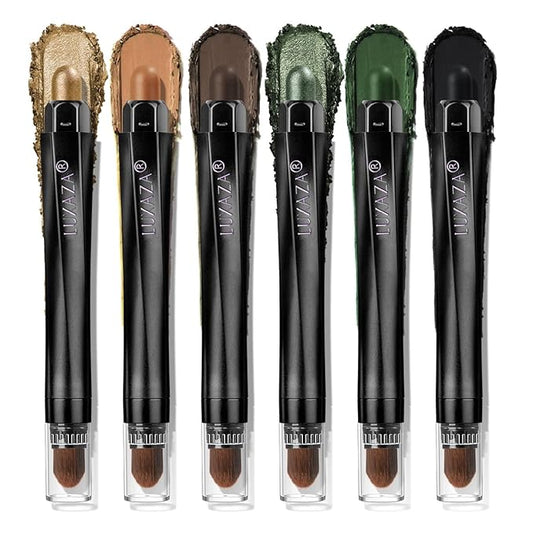 LUXAZAPRO Eyeshadow – Neutral Eyeshadow Stick Makeup Set, Metallic Shimmer Matte Cream Eye Shadow Eyeliner Brightener Pencil Crayon - Classic 6PCS A013