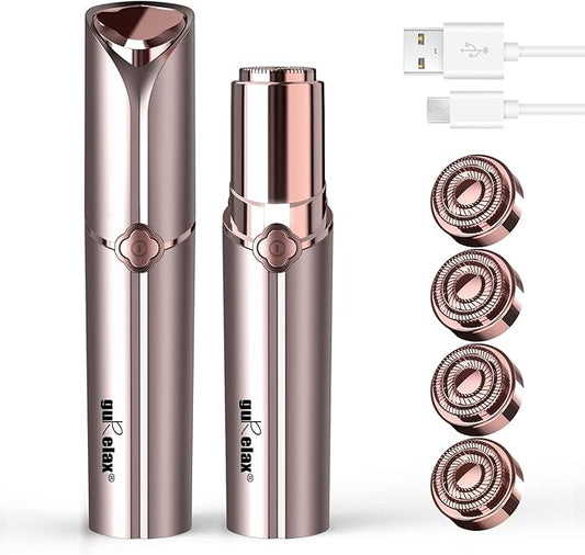 Gurelax Personal Groomers – Hair Removal Device, Facial Hair Removal for Women- Gurelax Womens Hair Remover Painless Face Hair Removal/Shavers for Chin Upper Lip Peach Fuzz-Included 4 x Replacement Heads