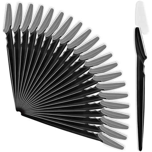 HFATMOS Disposable Razors – 21 Pcs Eyebrow Razors, Face Razors Multipurpose, Exfoliating Dermaplaning Tools, Eyebrow Trimmers Shaver with Safety Cover, Facial Hair Removal for Women Men Body Use (Black)
