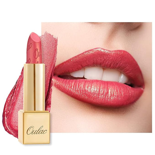 OulacCosmetics Lipstick – Oulac Glitter Lipstick for Women with Metallic 3D Shine Lightweight Hydrating Formula, High Impact Lip Color, Vegan Beauty, Full Coverage Lip Makeup, Christmas Gifts for Women, Viva La Vida(25)