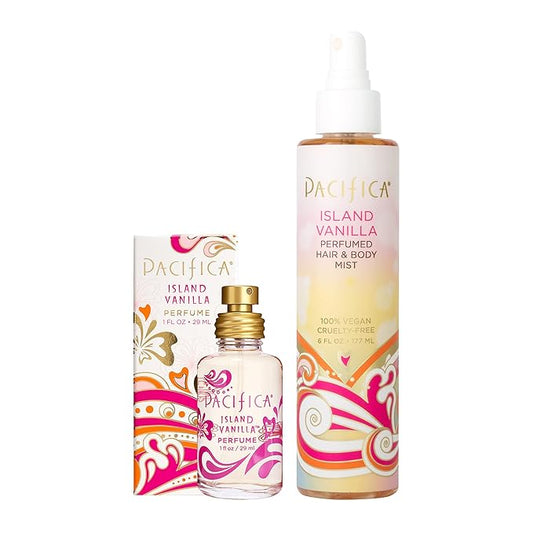 PacificaBeauty Body Sprays – Pacifica Island Vanilla Spray Perfume & Hair and Body Mist Set – Tahitian Vanilla Clean Fragrance Duo, Essential Oil Blend, Alcohol-Free Hair/Body Mist Clean Beauty 100% Vegan & Cruelty-Free