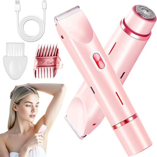 acemend Bikini Trimmers – Bikini Trimmer for Women, Electric Razor & Shaver with Dual Ceramic Blades, Painless Hair Removal for Face, Body & Intimate Areas, 90min Cordless Runtime, Waterproof Travel Grooming Kit