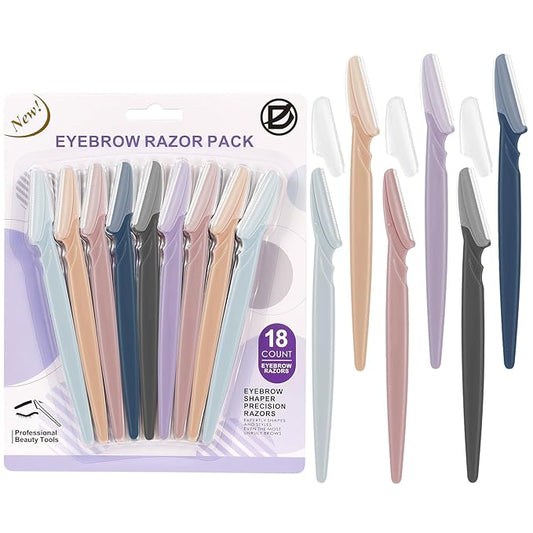 D Disposable Razors – D 18 PCS Eyebrow Razor,Dermaplane Razor,Face Razors for Women,Dermaplaning Tool for Face,3 Colors Facial Hair Shavers with Precision Cover,Facial Hair Remover for Women,Eyebrow Trimmers for Men(Gray)
