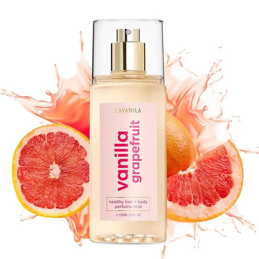 Lavanila Styling Products – Lavanila Vanilla Grapefruit Healthy Hair + Body Perfume Mist, 5 Fl Oz - Bright & Uplifting Fragrance Spray Formulated with Jojoba Oil, Madagascar Vanilla, Cedarwood, Pink Grapefruit