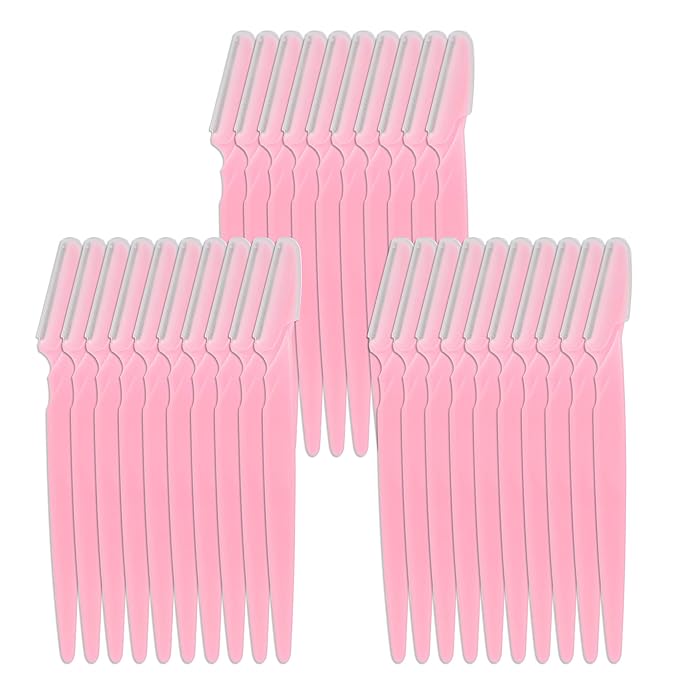 WBCBEC Disposable Razors – 30 Pieces Eyebrow Razor Shaper Trimmer Shaver Facial Razor with Precision Cover for Women and Men