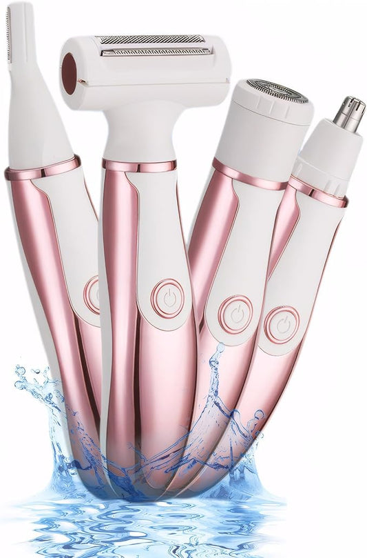 Vacto Bikini Trimmers – 4 in 1 Electric Razors for Women, Portable Shaver for Women, Rechargeable Trimmer for Face Arm Body Legs Underarm Bikini