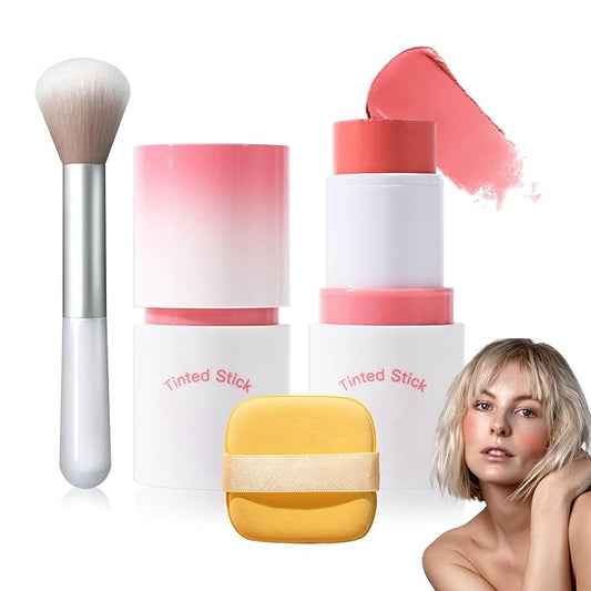LZYLLS Blush – Cream Blush Stick with Brush and Makeup Sponge,Waterproof Multi Cream Makeup Stick,Lightweight,Long-lasting,2 in 1 Multi Blush for Cheeks & Lip Tint & Eyeshadow K
