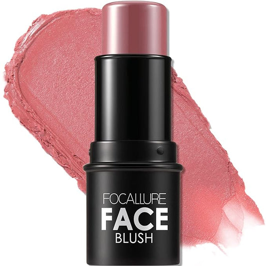 FOCALLURE Cream Blush Makeup,Buildable Blush Stick for Cheeks,Matte Stick,ROSE MARBLE
