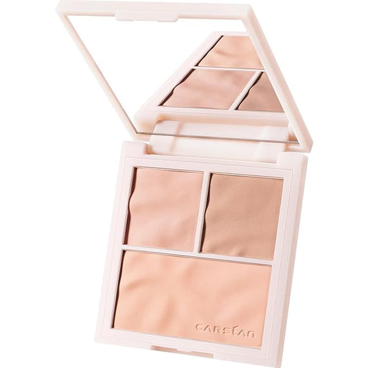 3 Colors Blush Palette For Cheek Makeup, Matte Sunset Orange, 0.37Oz