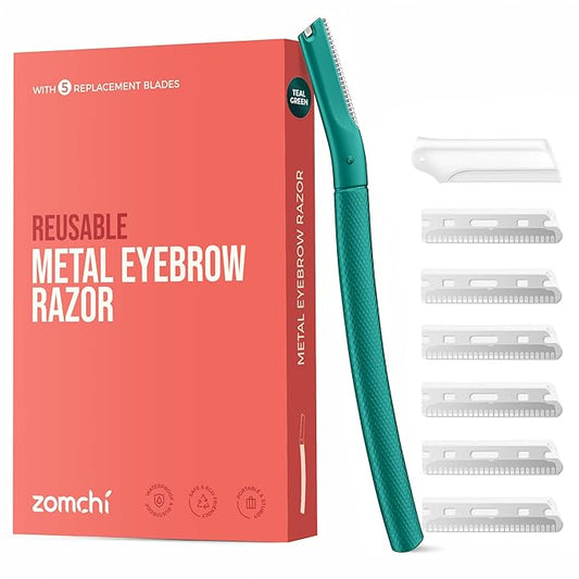 ZOMCHI Eyebrow Trimmers – ZOMCHI Eyebrow Razor, Face Razors for Women&Men, Eyebrow Trimmer Shaper with Precision Cover, Facial Shaver with 6 Blades (Green)