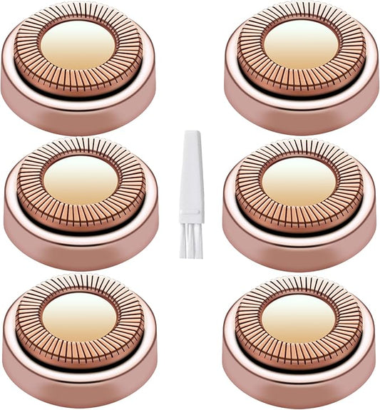 BECHY Replacement Heads – Facial Hair Remover Replacement Heads Gen 1 for Finishing Touch Flawless Facial Hair Removal,Effective Compatible with Flawless Shaver Tool for Women 18K Gold-Plated Rose Gold, 6 pcs,As Seen On TV