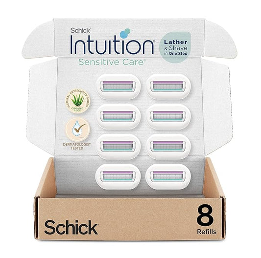 SchickIntuition Cartridges – Schick Intuition Refill, Razor Blades with Organic Aloe for Women Sensitive Skin | 8 Count (Pack of 1)