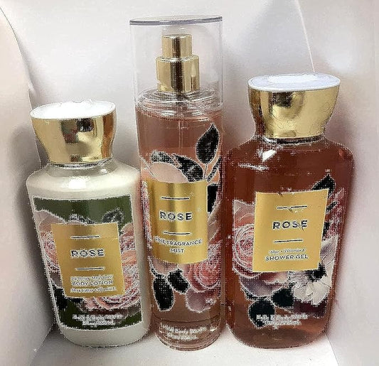 Bath+%26+Body+Works Sets & Kits – Bath and Body Works - Rose - Shower Gel, Body Lotion, & Fine Fragrance Mist Daily Trio Summer 2018