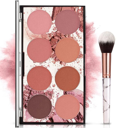 NewBang Blush – 8 Colors Blush Palette, Matte Mineral Blush Powder Bright Shimmer Face Blush,Contour and Highlight Blush Palette,Professional Facial Beauty Cosmetic Makeup Blush