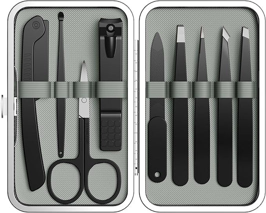 Yougai Tweezers – Yougai Tweezers Set, 9 Pcs Tweezers and Nail Clippers Kit for Facial Hair Women with Travel Case, Professional Stainless Steel Eyebrow Tweezer Kit Great Precision Tweezers for Daily Beauty Tool