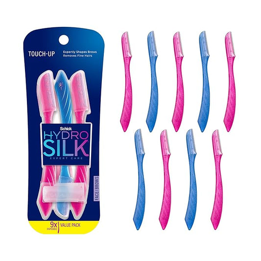 SchickHydroSilk Disposable Razors – Schick Hydro Silk Touch-Up Dermaplaning Tool with Precision Cover, 9ct | Dermaplane Razor, Face Razors for Women, Peach Fuzz Remover