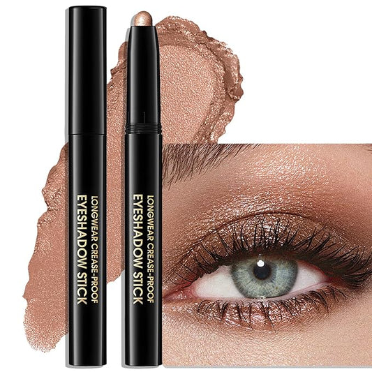 Wugbc Eyeshadow – Eyeshadow Stick Waterproof Cream Eye Shadow Pencil Long-Lasting Crease-Proof Shimmer Glitter Eyeshadow Crayon Smooth High Pigmented Highlighter Neutral Eye Shadow Liner Makeup, 1 CARAMEL