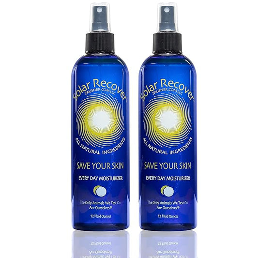 SolarRecover Face Mists – Solar Recover After Sun Moisturizing Spray 2 Pack (12 Ounce Each) - Hydrating Facial & Body Mist - 2460 Sprays of Sunburn Relief With Vitamin E & Calendula - Lotion Delivered in Water For Healthy Skin