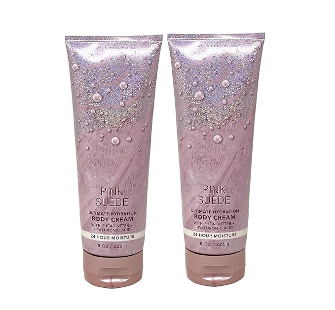 LushLather Creams – Bath & Body Works Pink Suede Ultimate Hydration Body Cream For Women 8 Fl Oz 2- Pack (Pink Suede), Total: 16