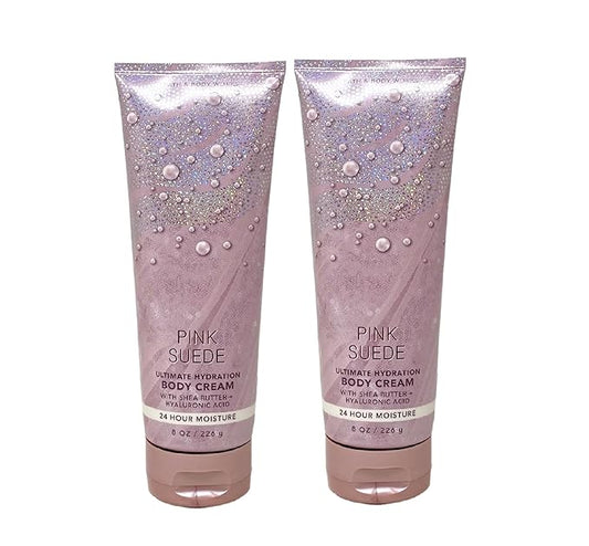 LushLather Creams – Bath & Body Works Pink Suede Ultimate Hydration Body Cream For Women 8 Fl Oz 2- Pack (Pink Suede), Total: 16