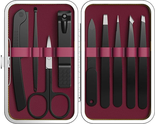 Yougai Tweezers – Yougai 9 Pcs Tweezers and Nail Clippers Set for Women Facial Hair with Travel Case, Professional Stainless Steel Eyebrow Tweezers Kit Great Precision Tweezers for Daily Beauty Tool