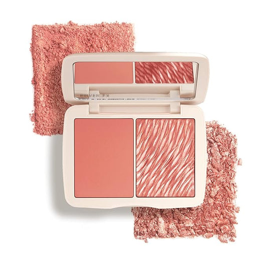 CoverFX Blush – COVER FX Monochromatic Powder Blush Duo - Pink Dahlia: Soft Pink - Matte + Shimmer Finish - Create Custom, High Impact Color