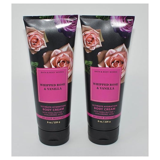 LushLather Creams – Bath & Body Works Ultimate Hydration Body Cream Pack of 2 (Whipped Rose Vanilla),8