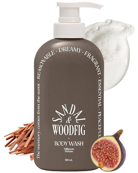 ODID Body Washes – ODID Milk in Cera Perfume Body Wash - Korean Moisturizing Body Cleanser for All Skin Types - Cozy Wood & Fig Scent- with Milk Protein and Ceramide, 16