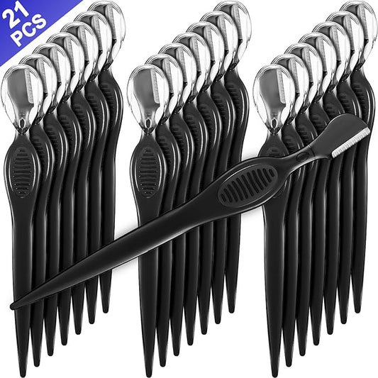Mudder Disposable Razors – Mudder 21 Pcs Eyebrow Razor Eyebrow Shaver Facial Razor Multipurpose Face Trimmers with Precision Cover for Women Makeup Care Tools(Black)