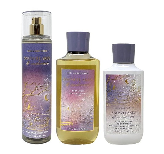 Bath+%26+Body+Works Sets & Kits – Bath & Body Works - Snowflakes & Cashmere - Daily Trio - Gift Set - Shower Gel, Fine Fragrance Mist and Body Lotion – (Packaging Varies)