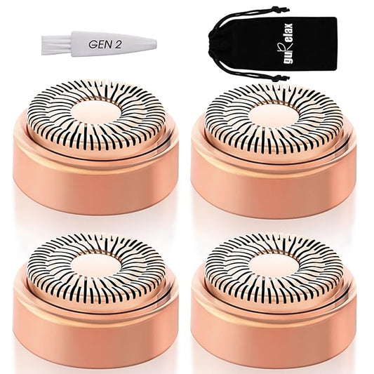 Gurelax Replacement Heads – Replacement Heads for Finishing Touch Flawless Facial Hair Remover Device for Women, Replacement Blades for Flawless Replacement Heads Gen 2, 18k Gold with Gurelax Flannel Bag (4)