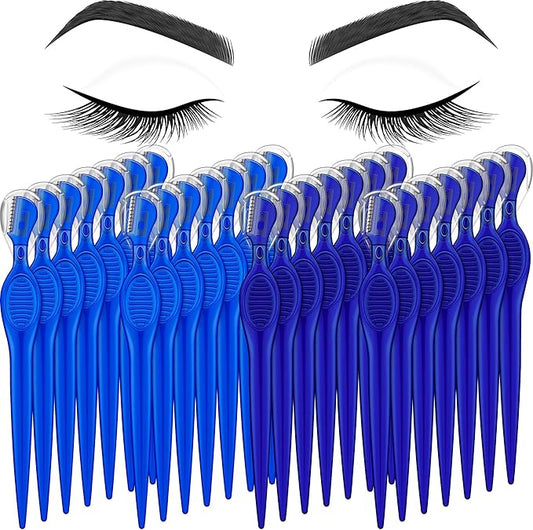 Mudder Eyebrow Trimmers – Mudder 28 Pcs Eyebrow Razor Knife Shaver Trimmer Shaver Multipurpose Exfoliating Tool Facial Hair Removal for Women Valentine Gift Giving(Blue,Royal Blue)