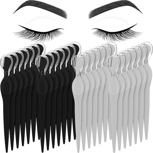 Mudder Eyebrow Trimmers – Mudder 28 Pcs Eyebrow Razor Knife Shaver Trimmer Shaver Multipurpose Exfoliating Tool Facial Hair Removal for Women Valentine Gift Giving(Black,Gray)