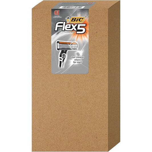 BIC Disposable Razors – BIC Flex 5 Disposable Men's Razors, 5 Blade Razors for Smooth Shaving Experience, 6-Pack, Ideal Men's Razor Gift Set