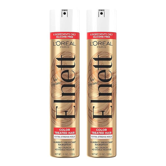 LOrealParis Hair Sprays – L'Oreal Paris Hair Care Elnett Satin Extra Strong Hold Hairspray For Color Treated Hair, Long Lasting Plus Humidity Resistant Hair Spray, 11 oz, (Pack of 2)