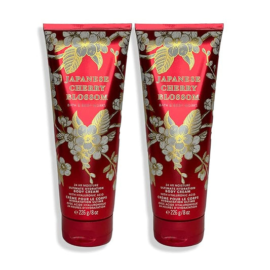 LushLather Creams – Bath and Body Works Japanese Cherry Blossom Body Cream Ultimate Hydration Gift Set For Women 2 Pack 8 Oz
